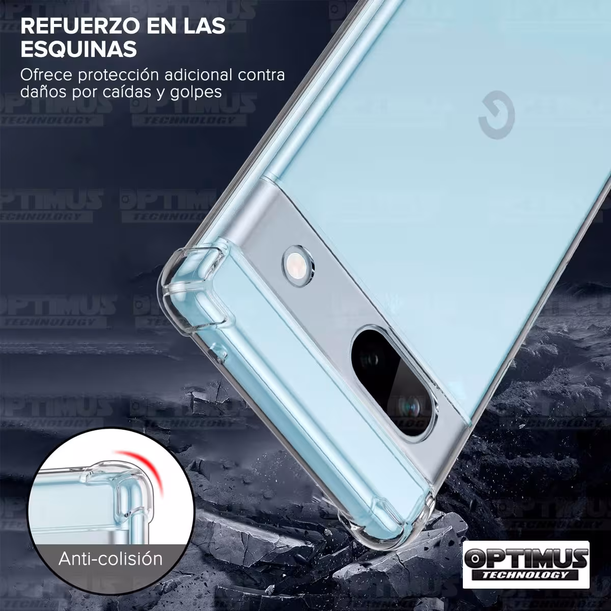 Kit Vidrio templado y Estuche Case Forro Protector Anticaída para celular Google Pixel 7A 5G 2023 6,1 pulgadas