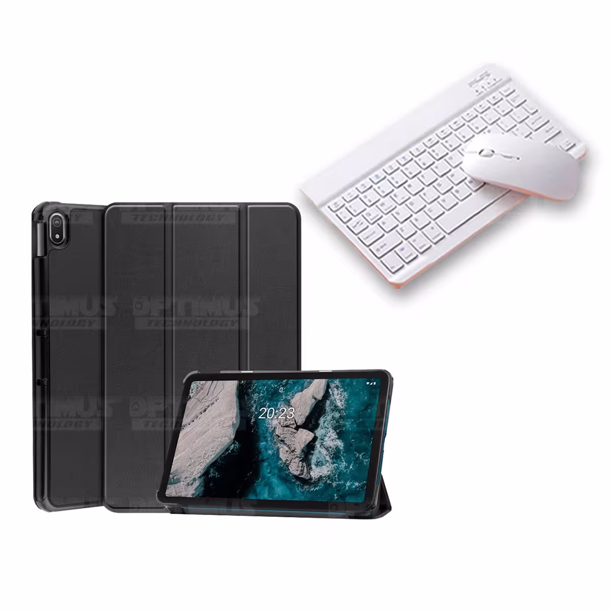 Kit Case Forro Protector + Teclado y Mouse Ratón Bluetooth para Tablet Nokia T20 10,4 Pulgadas 2021 TA-1397 / TA-1394 / TA-1392