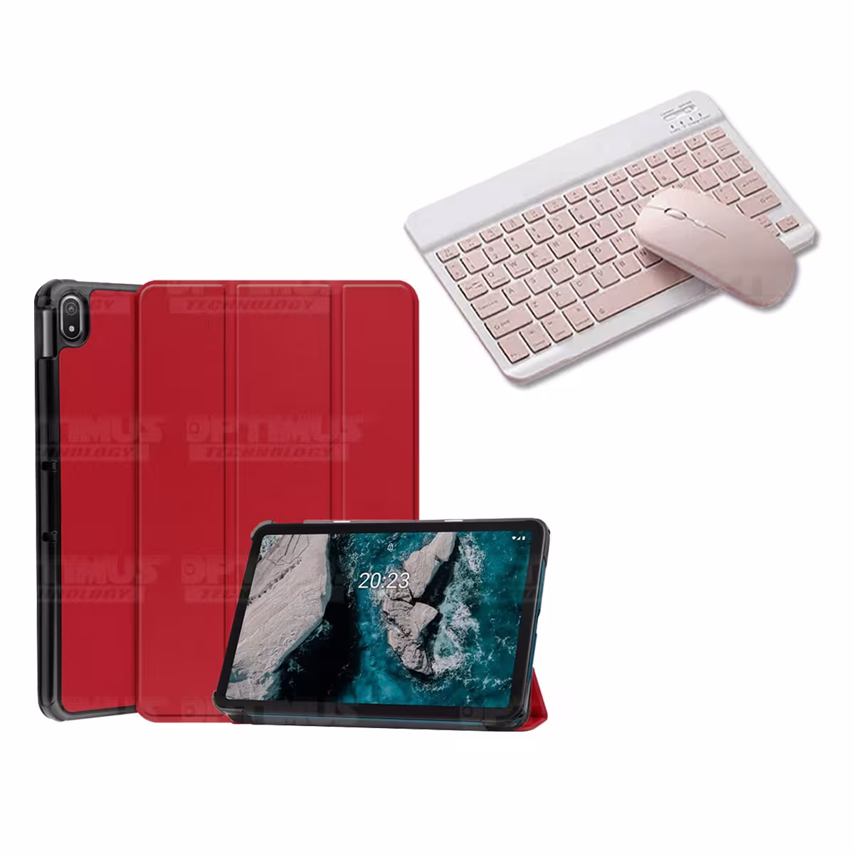 Kit Case Forro Protector + Teclado y Mouse Ratón Bluetooth para Tablet Nokia T20 10,4 Pulgadas 2021 TA-1397 / TA-1394 / TA-1392