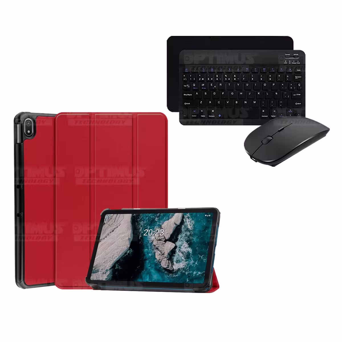 Kit Case Forro Protector + Teclado y Mouse Ratón Bluetooth para Tablet Nokia T20 10,4 Pulgadas 2021 TA-1397 / TA-1394 / TA-1392