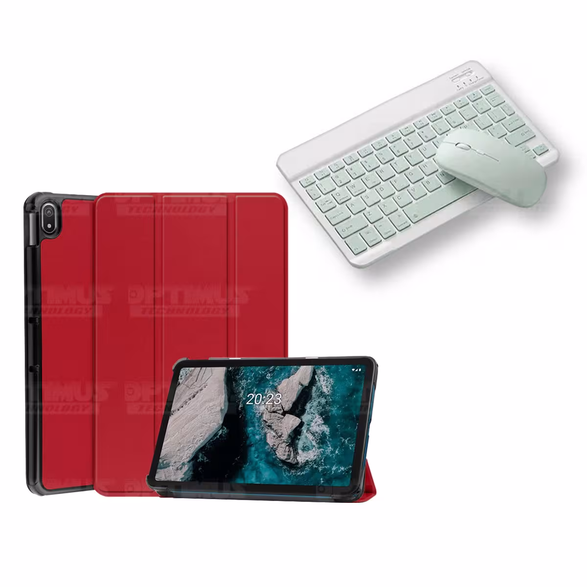 Kit Case Forro Protector + Teclado y Mouse Ratón Bluetooth para Tablet Nokia T20 10,4 Pulgadas 2021 TA-1397 / TA-1394 / TA-1392
