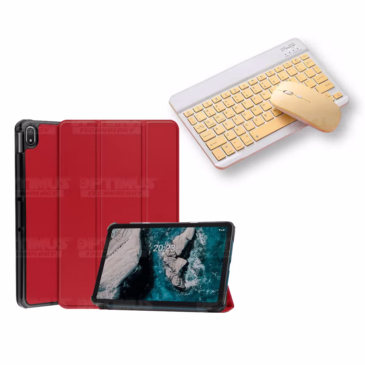 Kit Case Forro Protector + Teclado y Mouse Ratón Bluetooth para Tablet Nokia T20 10,4 Pulgadas 2021 TA-1397 / TA-1394 / TA-1392
