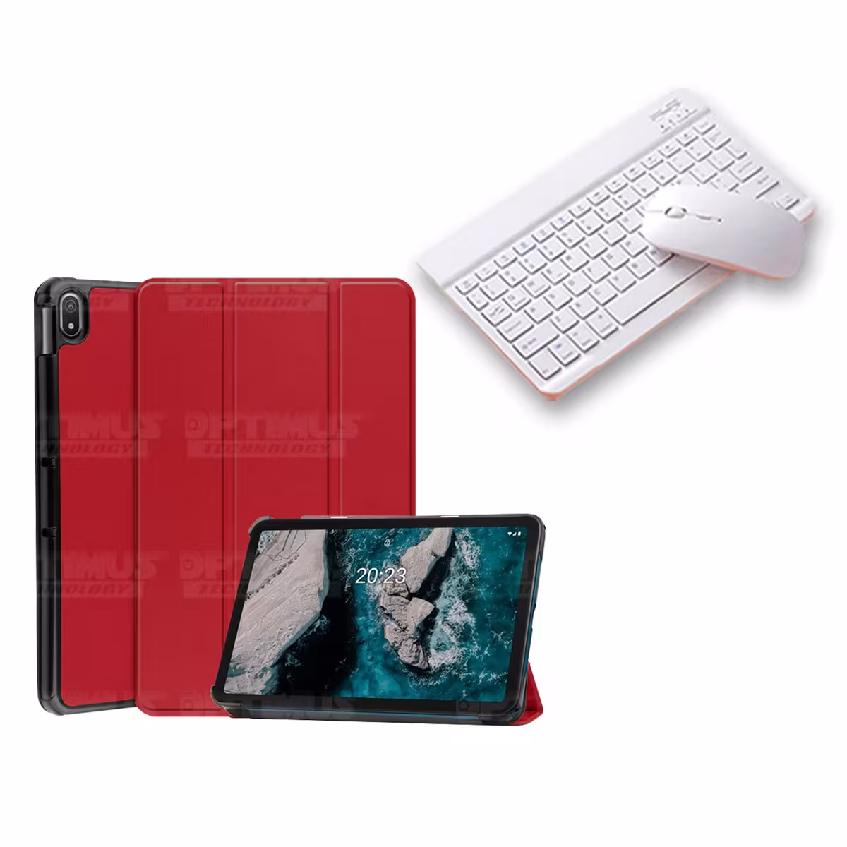 Kit Case Forro Protector + Teclado y Mouse Ratón Bluetooth para Tablet Nokia T20 10,4 Pulgadas 2021 TA-1397 / TA-1394 / TA-1392
