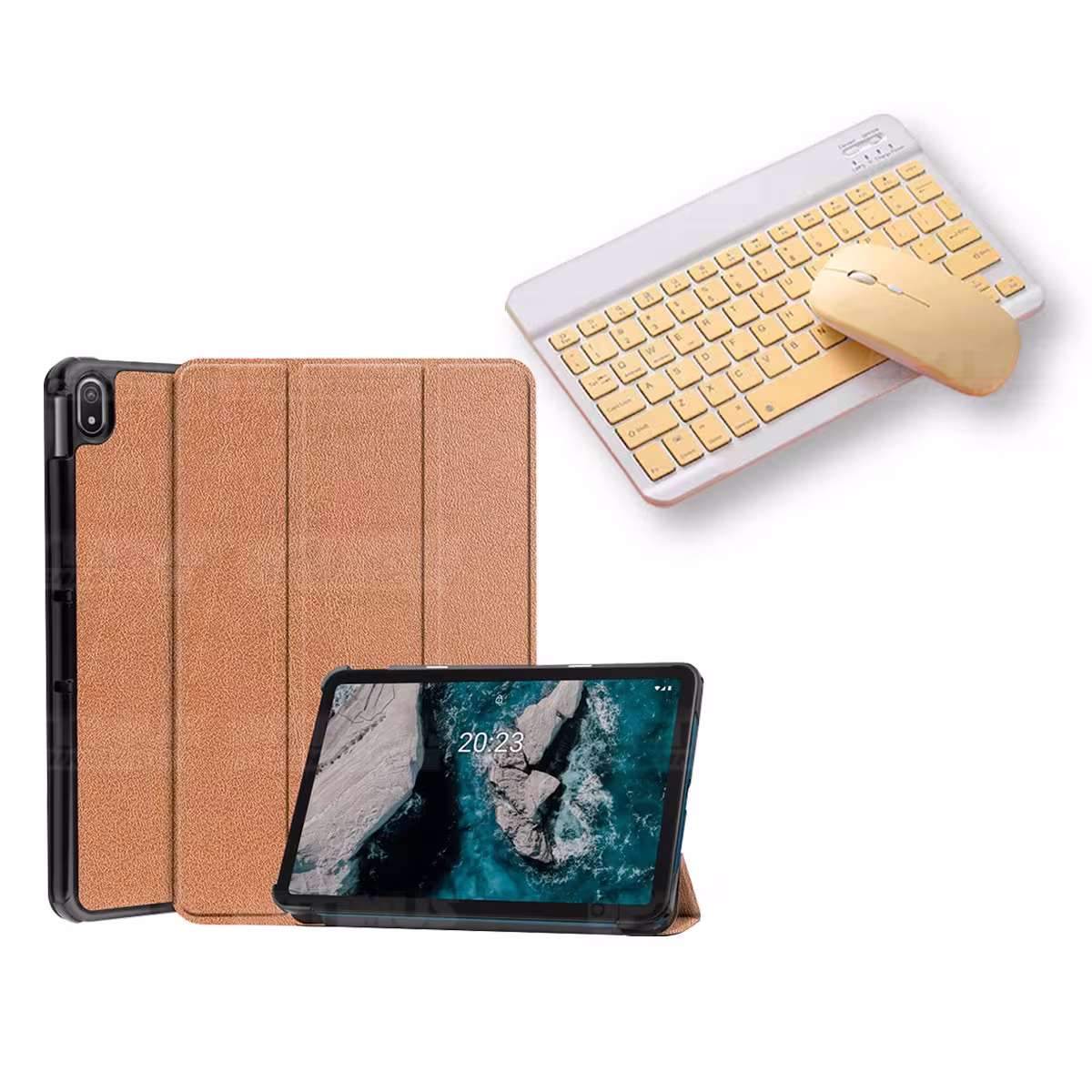 Kit Case Forro Protector + Teclado y Mouse Ratón Bluetooth para Tablet Nokia T20 10,4 Pulgadas 2021 TA-1397 / TA-1394 / TA-1392