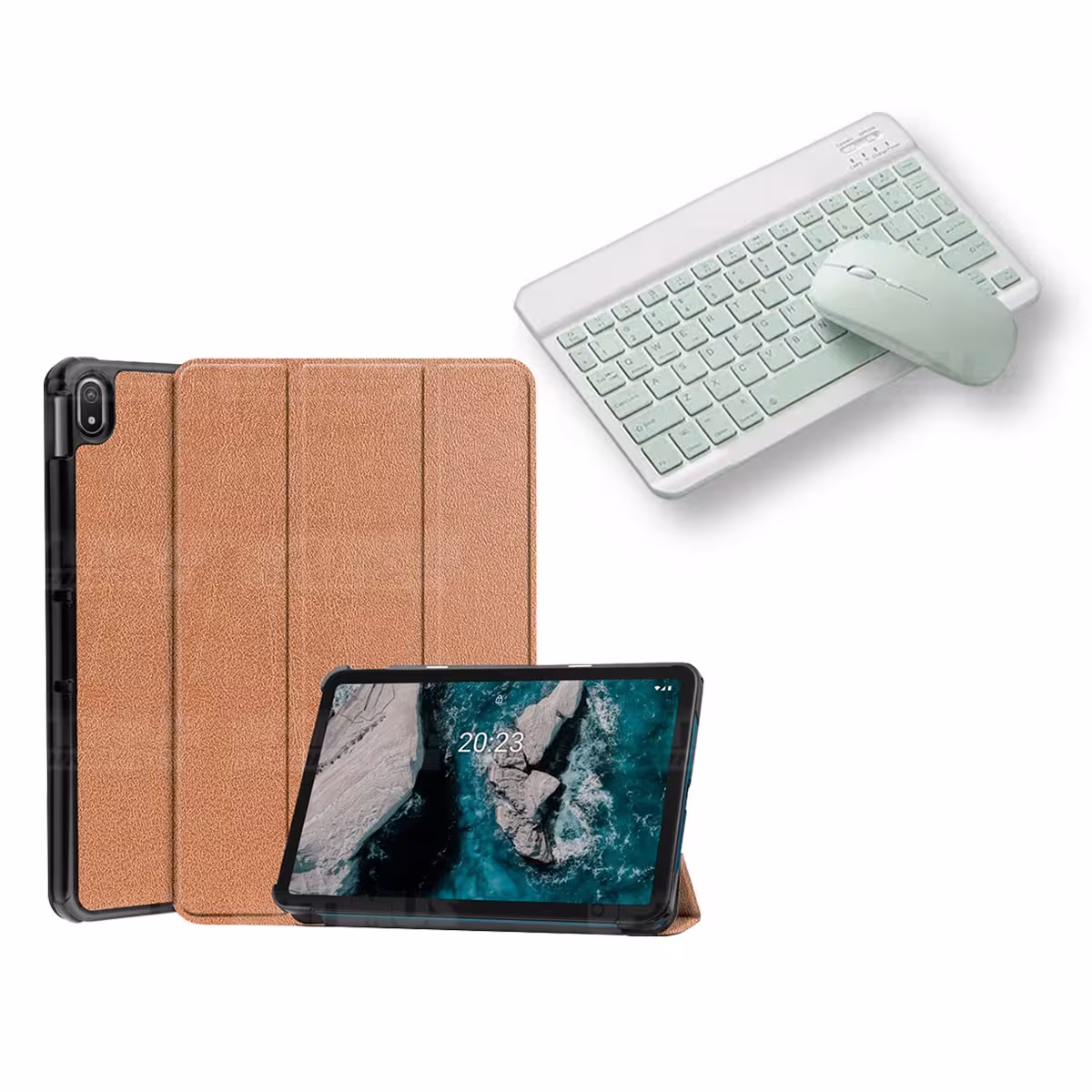 Kit Case Forro Protector + Teclado y Mouse Ratón Bluetooth para Tablet Nokia T20 10,4 Pulgadas 2021 TA-1397 / TA-1394 / TA-1392