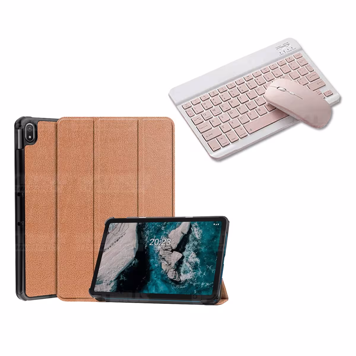 Kit Case Forro Protector + Teclado y Mouse Ratón Bluetooth para Tablet Nokia T20 10,4 Pulgadas 2021 TA-1397 / TA-1394 / TA-1392