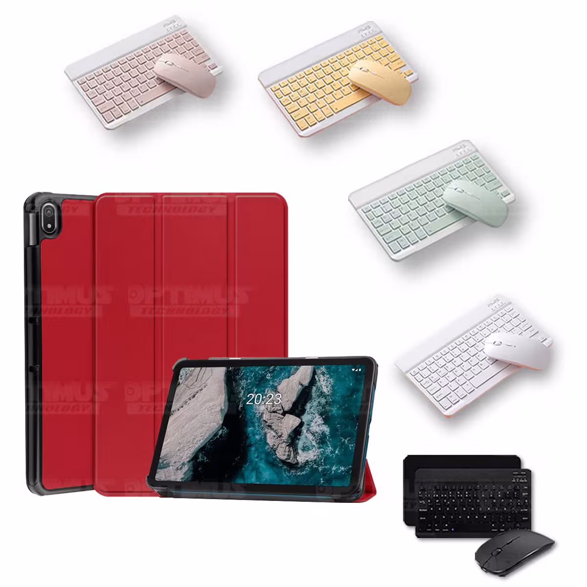 Kit Case Forro Protector + Teclado y Mouse Ratón Bluetooth para Tablet Nokia T20 10,4 Pulgadas 2021 TA-1397 / TA-1394 / TA-1392
