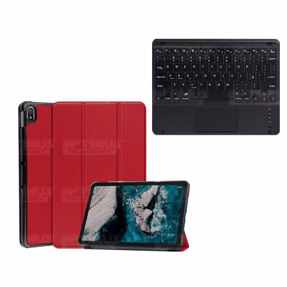 Kit Case Folio Protector + Teclado Mouse Touchpad Bluetooth para Tablet Nokia T20 10,4 Pulgadas 2021 TA-1397 / TA-1394 / TA-1392