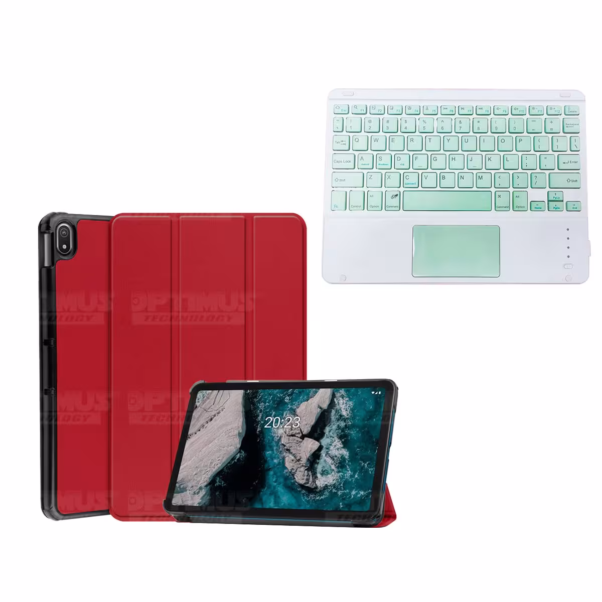 Kit Case Folio Protector + Teclado Mouse Touchpad Bluetooth para Tablet Nokia T20 10,4 Pulgadas 2021 TA-1397 / TA-1394 / TA-1392