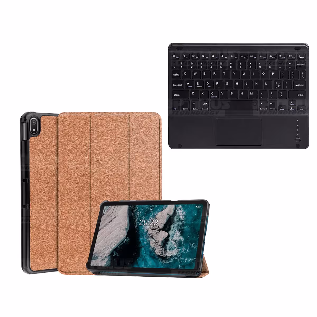 Kit Case Folio Protector + Teclado Mouse Touchpad Bluetooth para Tablet Nokia T20 10,4 Pulgadas 2021 TA-1397 / TA-1394 / TA-1392