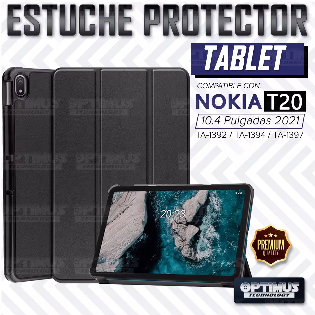Kit Case Folio Protector + Teclado Mouse Touchpad Bluetooth para Tablet Nokia T20 10,4 Pulgadas 2021 TA-1397 / TA-1394 / TA-1392