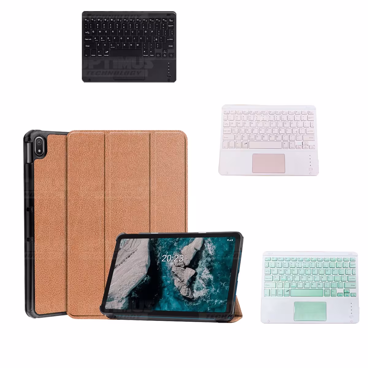 Kit Case Folio Protector + Teclado Mouse Touchpad Bluetooth para Tablet Nokia T20 10,4 Pulgadas 2021 TA-1397 / TA-1394 / TA-1392