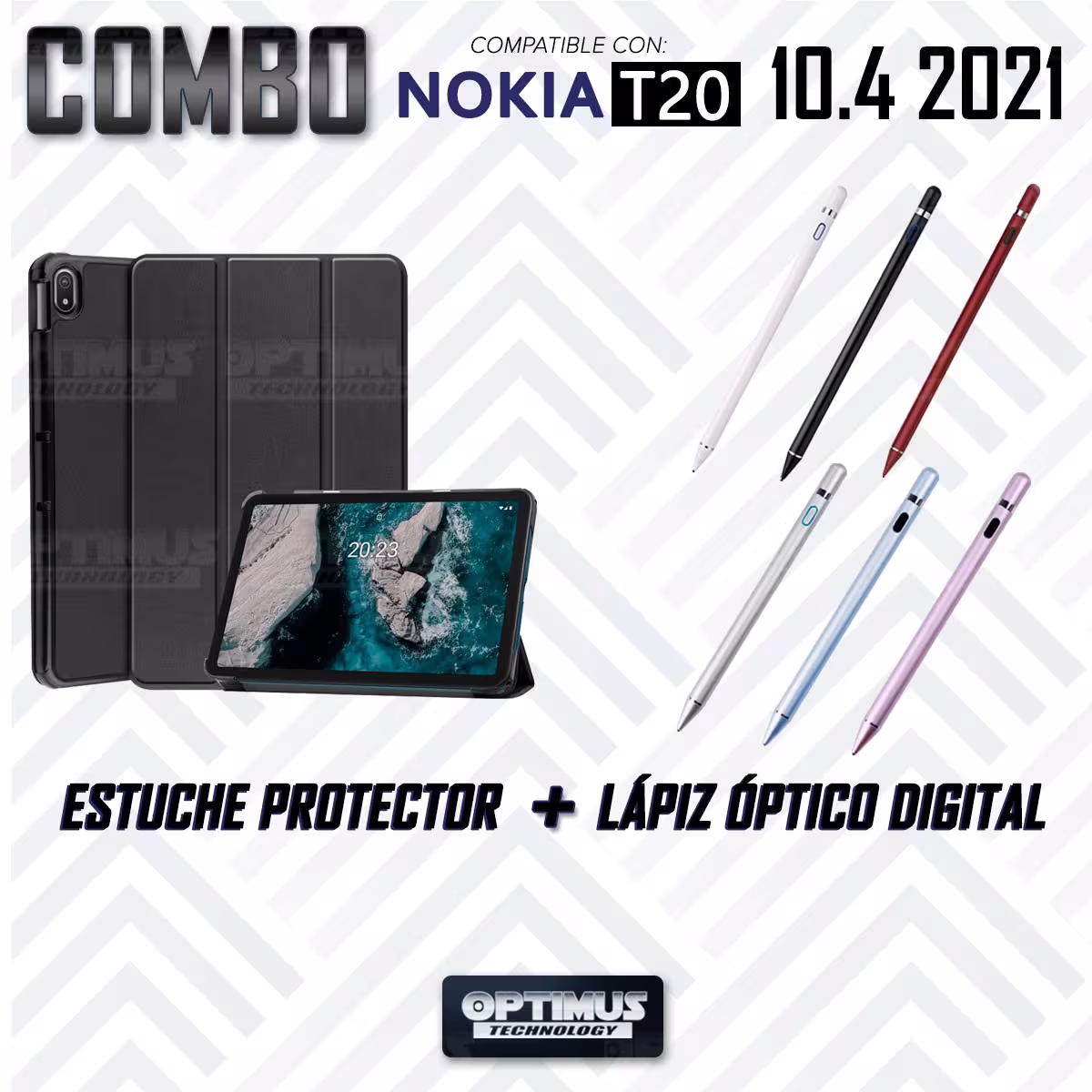 Kit Case Forro Protector + Lápiz Óptico Digital Stylus Pen para Tablet Nokia T20 10,4 Pulgadas 2021 TA-1397 / TA-1394 / TA-1392