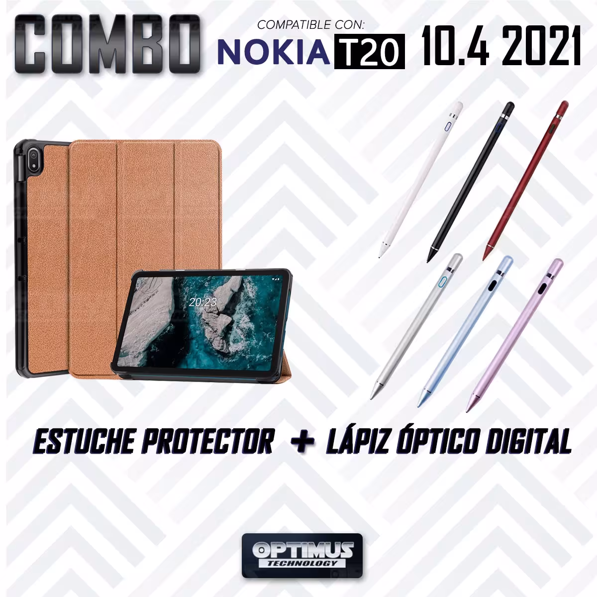 Kit Case Forro Protector + Lápiz Óptico Digital Stylus Pen para Tablet Nokia T20 10,4 Pulgadas 2021 TA-1397 / TA-1394 / TA-1392