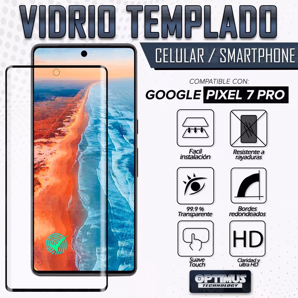 Vidrio Cristal Templado Protector curvo 6D para celular smartphone Google Pixel 7 Pro 2022 6,7 pulgadas