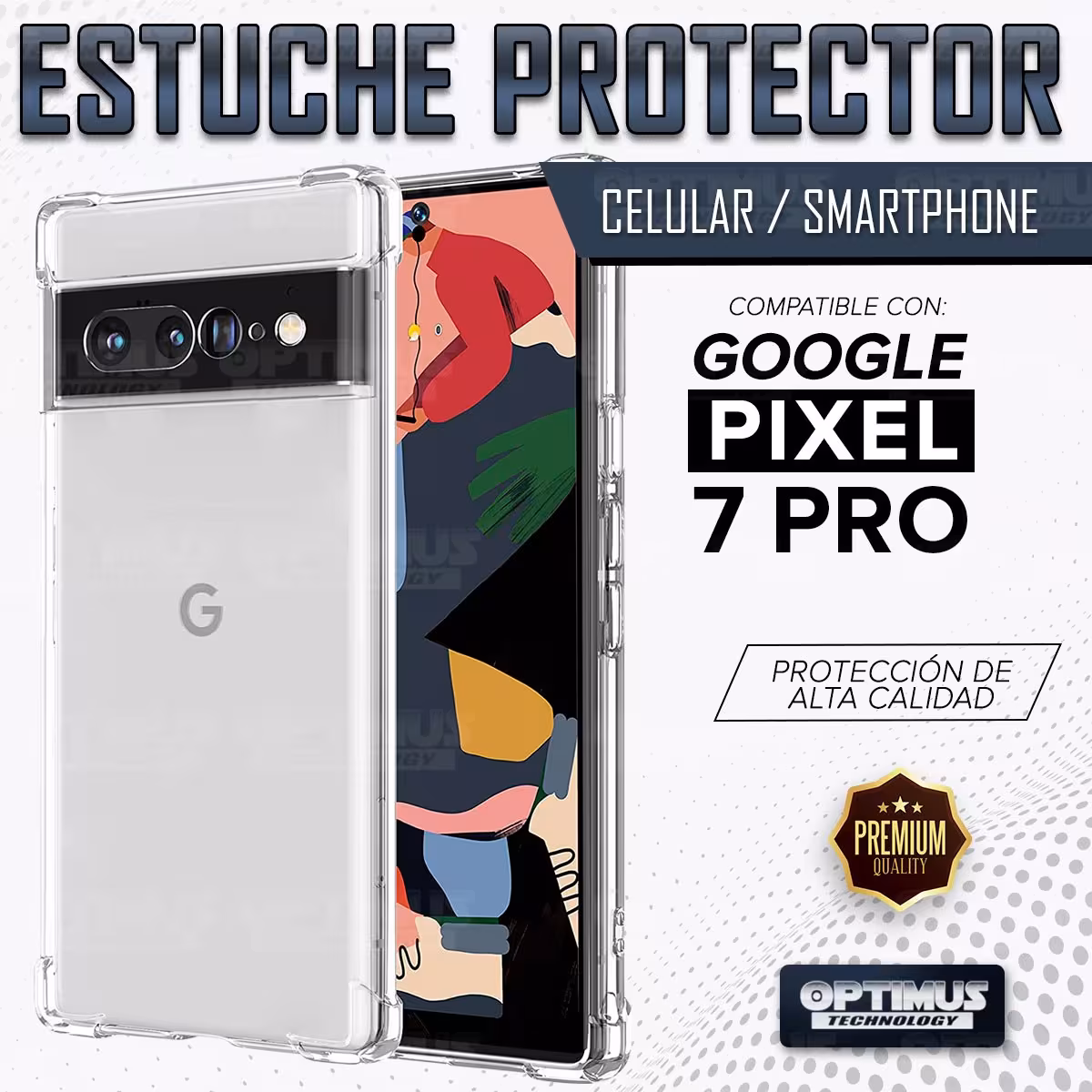Kit Vidrio templado curvo 6D y Estuche Case Forro Protector Anticaída para celular Google Pixel 7 Pro 2022 6,7 pulgadas