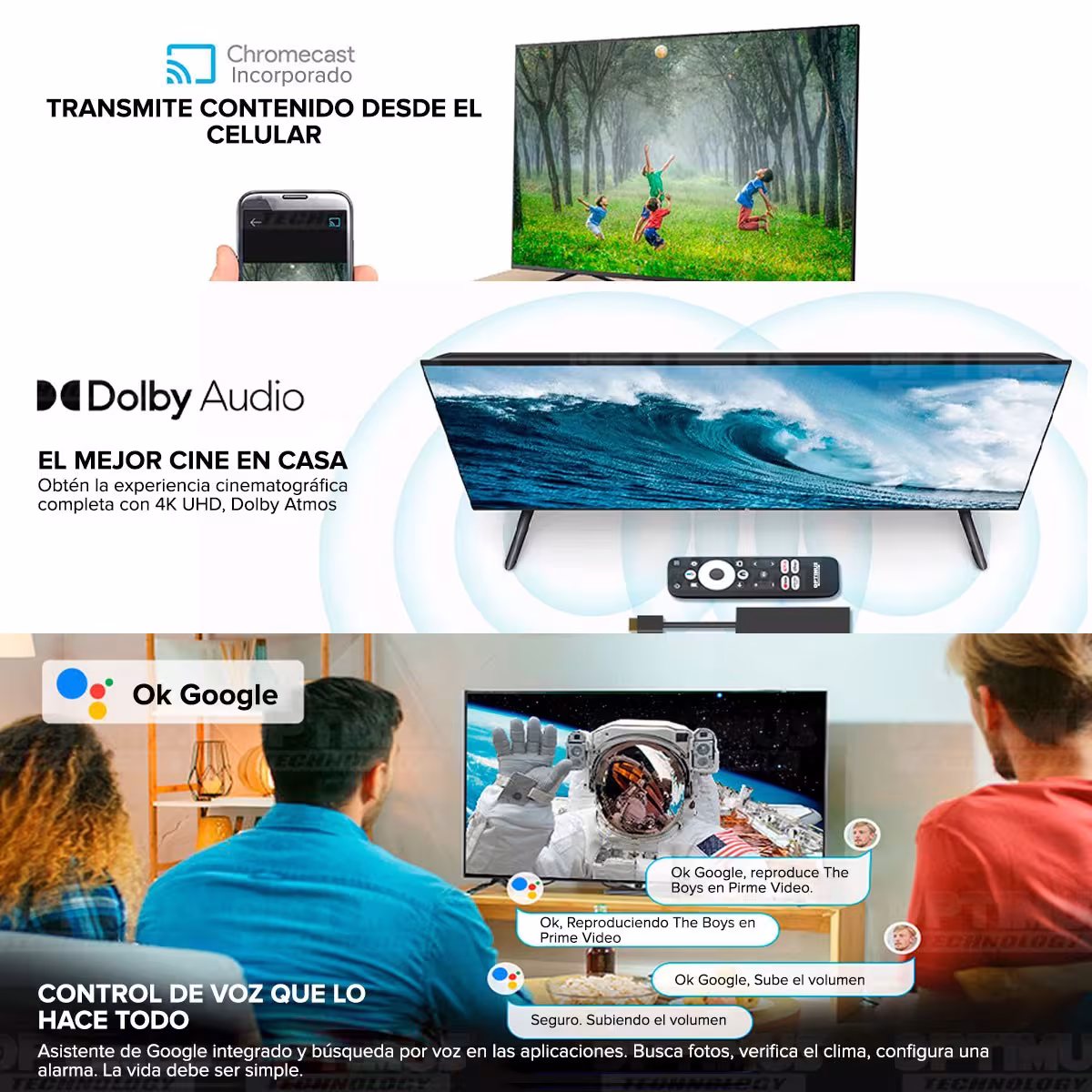 OPTIMUS TV GD1 4K TV Box Android TV Wi-Fi Streaming Transmite 4K Ultra HD Función de Chromecast con Google Assintant