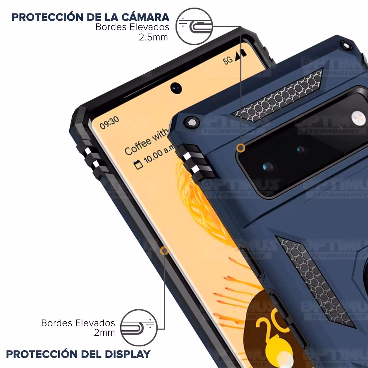 Kit Vidrio templado y Estuche Case Forro Protector Anti-Shock doble capa para celular Google Pixel 6 Pro