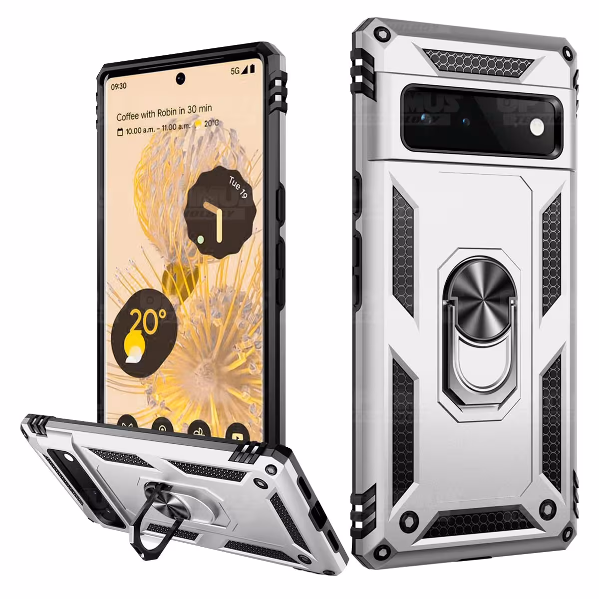 Kit Vidrio templado y Estuche Case Forro Protector Anti-Shock doble capa para celular Google Pixel 6 Pro