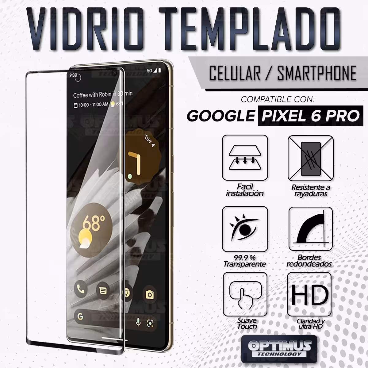 Kit Vidrio templado y Estuche Case Forro Protector Anti-Shock doble capa para celular Google Pixel 6 Pro