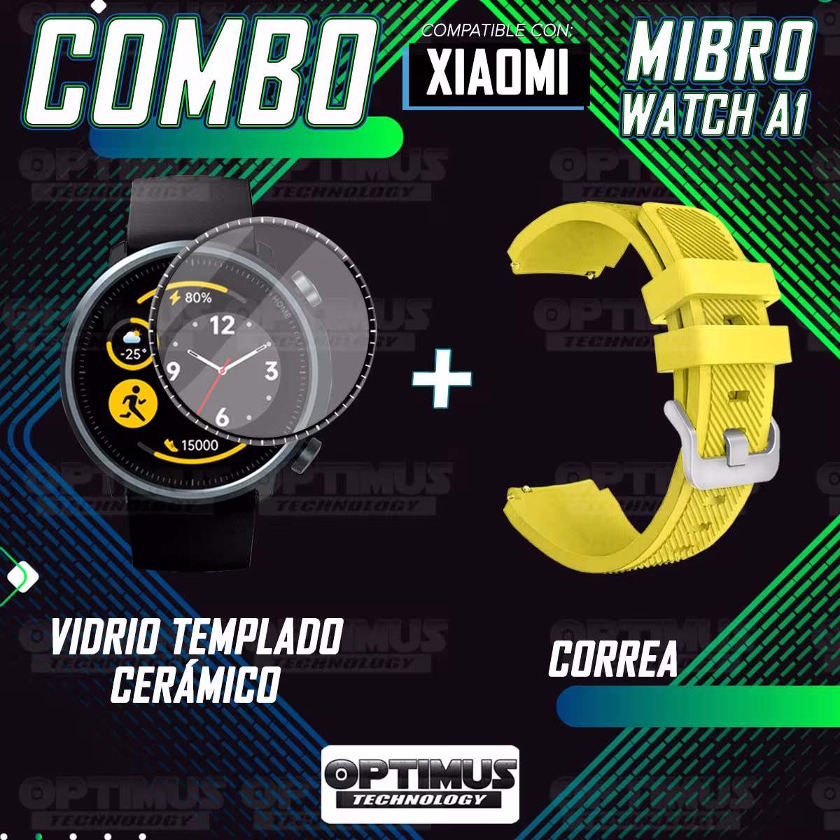 Kit Vidrio Templado Nanoglass Y Pulso Correa Smartwatch Reloj Inteligente Xiaomi Mibro Watch A1