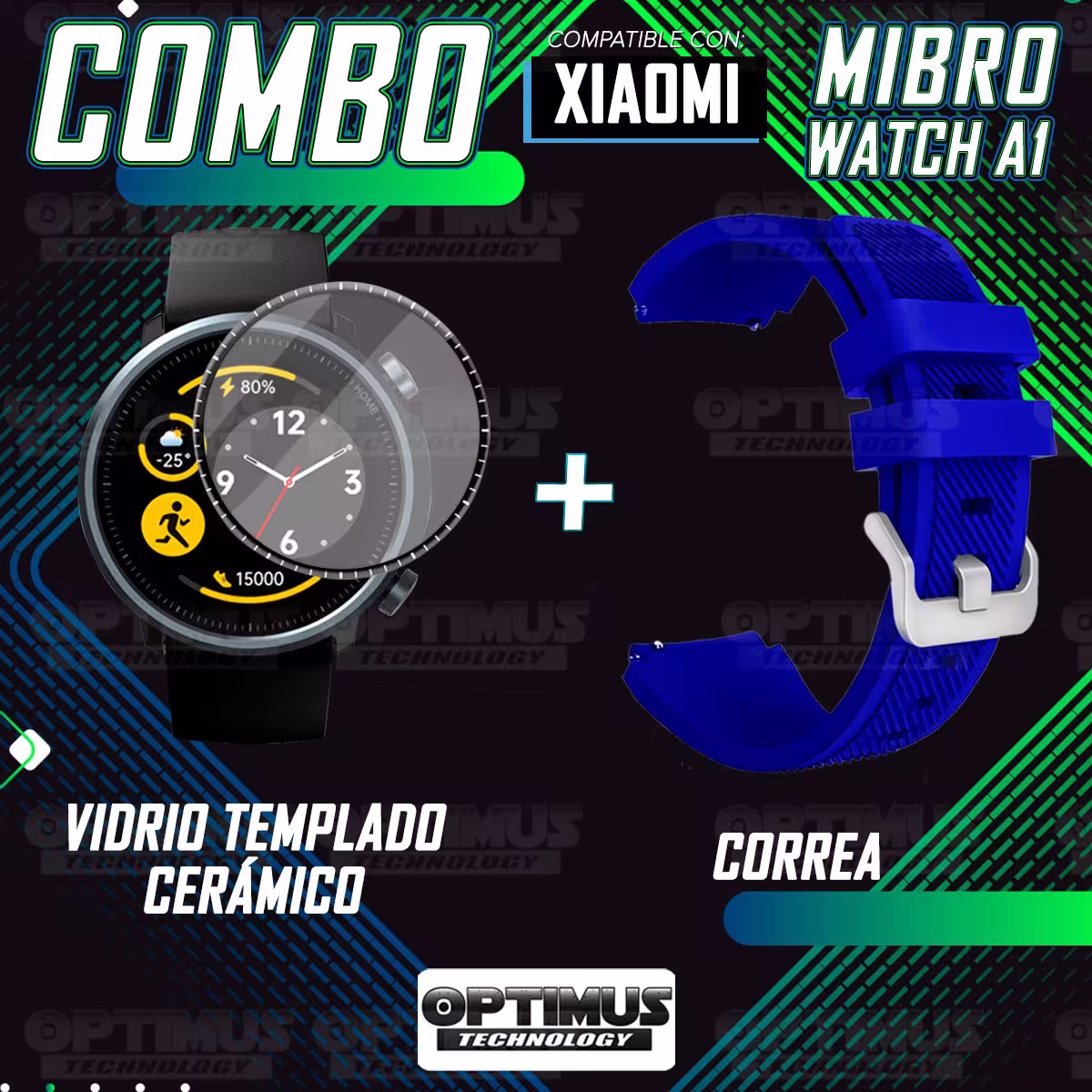 Kit Vidrio Templado Nanoglass Y Pulso Correa Smartwatch Reloj Inteligente Xiaomi Mibro Watch A1