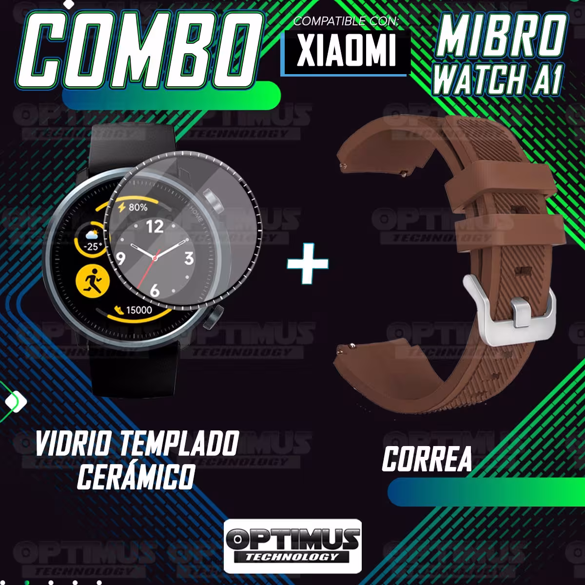 Kit Vidrio Templado Nanoglass Y Pulso Correa Smartwatch Reloj Inteligente Xiaomi Mibro Watch A1