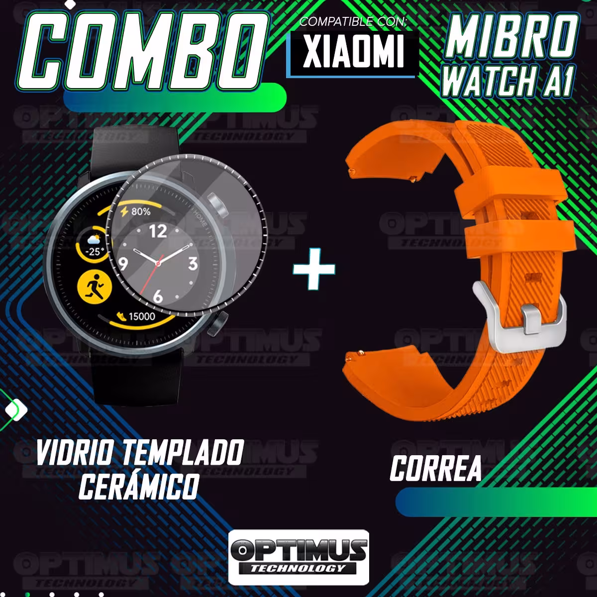 Kit Vidrio Templado Nanoglass Y Pulso Correa Smartwatch Reloj Inteligente Xiaomi Mibro Watch A1