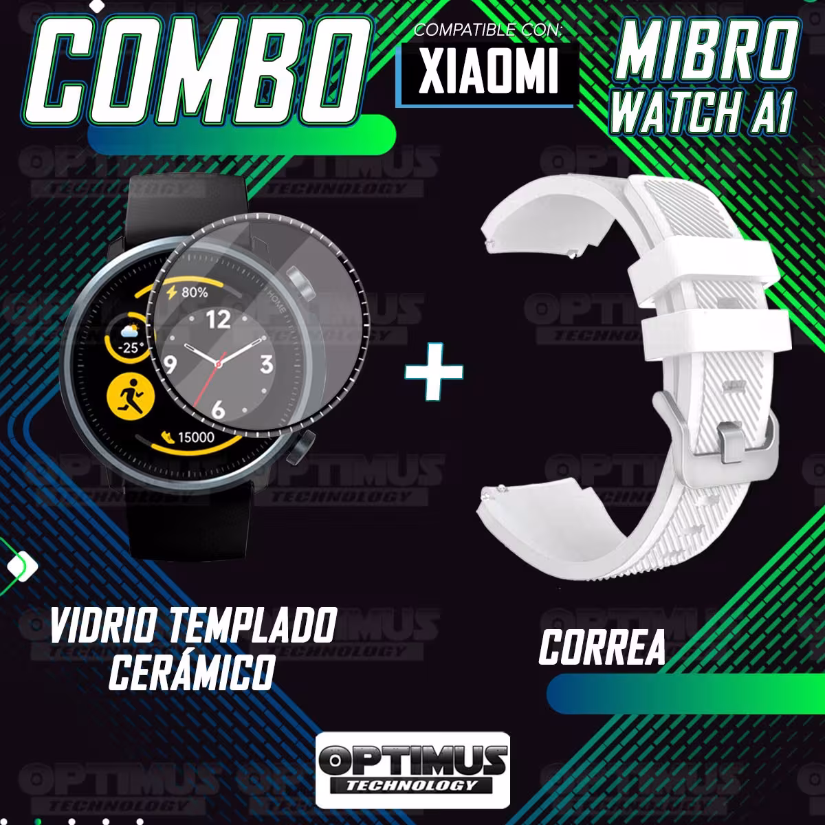 Kit Vidrio Templado Nanoglass Y Pulso Correa Smartwatch Reloj Inteligente Xiaomi Mibro Watch A1