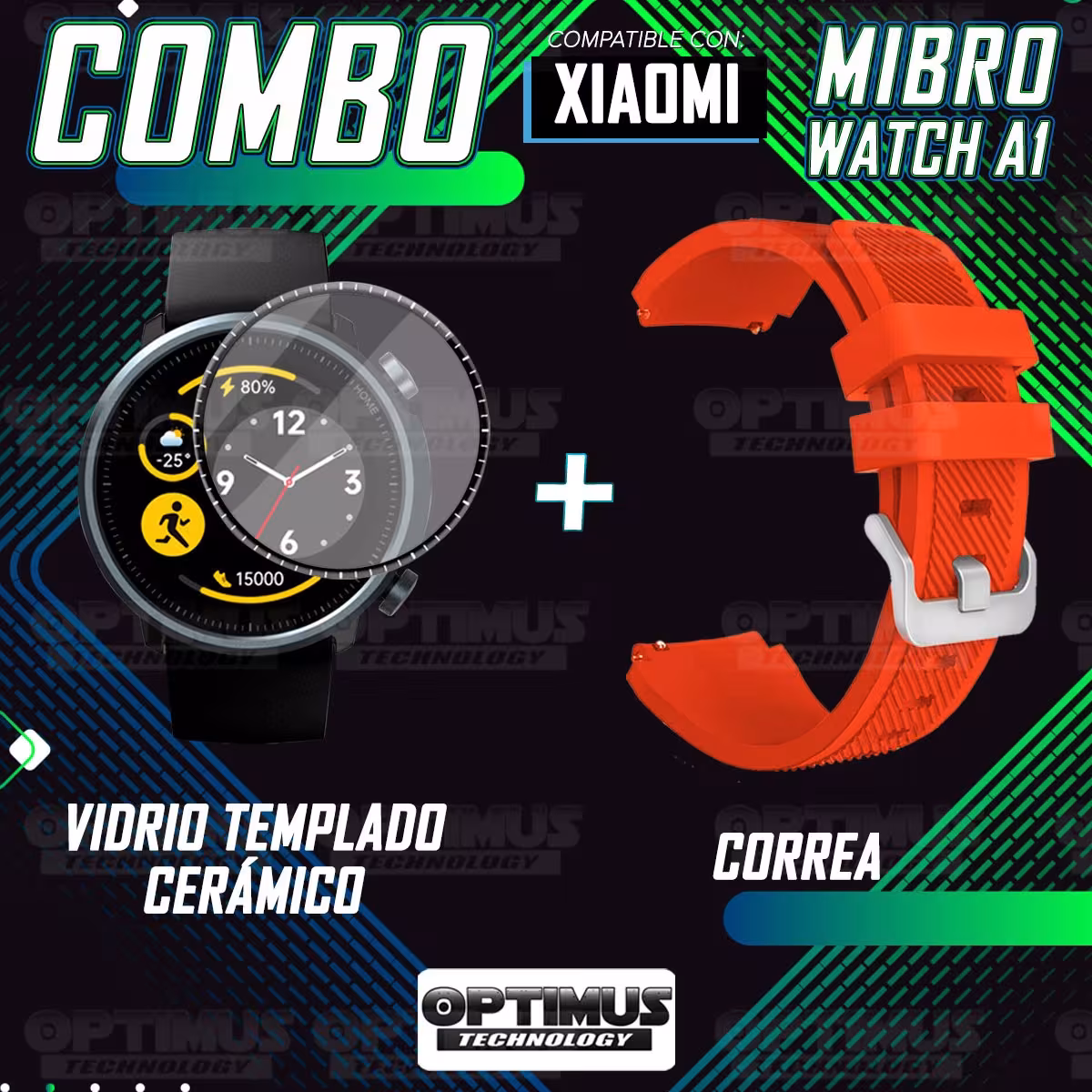 Kit Vidrio Templado Nanoglass Y Pulso Correa Smartwatch Reloj Inteligente Xiaomi Mibro Watch A1