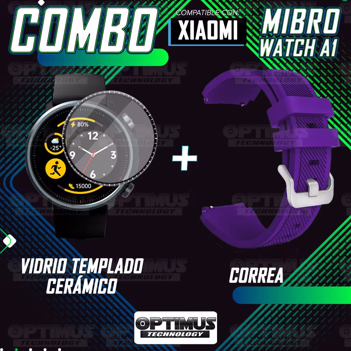 Kit Vidrio Templado Nanoglass Y Pulso Correa Smartwatch Reloj Inteligente Xiaomi Mibro Watch A1