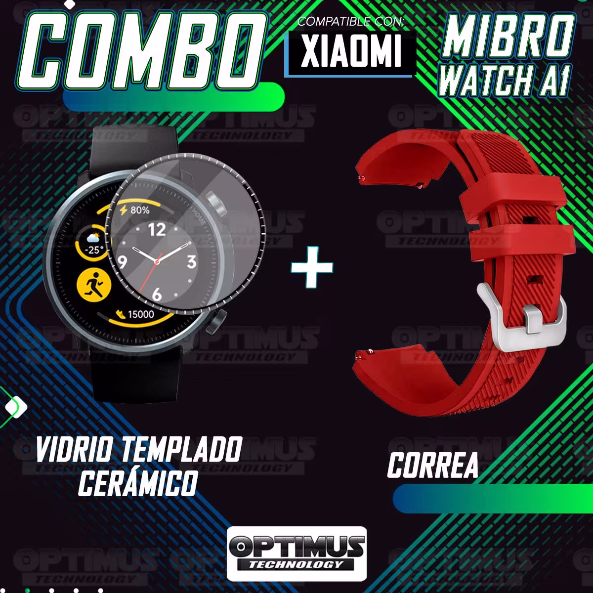 Kit Vidrio Templado Nanoglass Y Pulso Correa Smartwatch Reloj Inteligente Xiaomi Mibro Watch A1