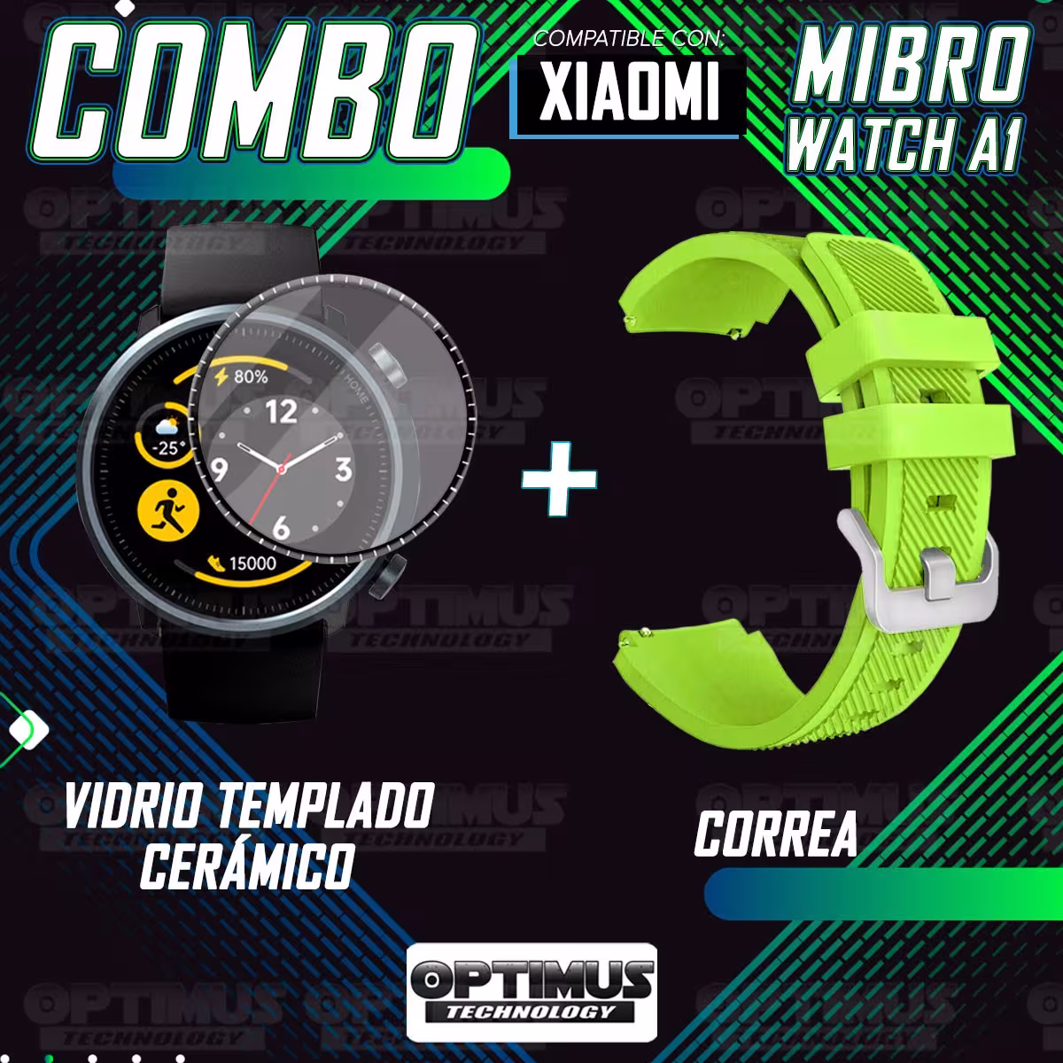 Kit Vidrio Templado Nanoglass Y Pulso Correa Smartwatch Reloj Inteligente Xiaomi Mibro Watch A1