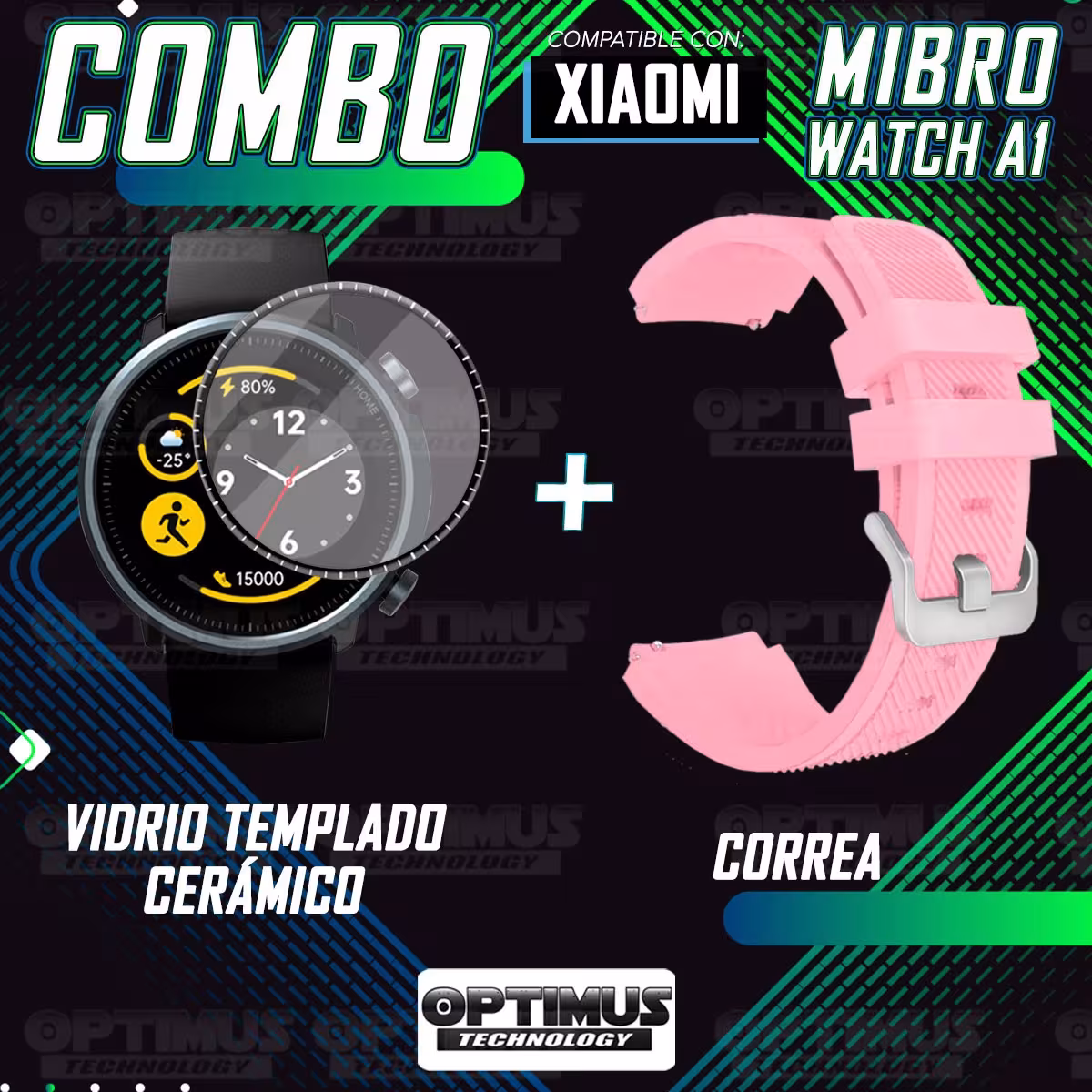 Kit Vidrio Templado Nanoglass Y Pulso Correa Smartwatch Reloj Inteligente Xiaomi Mibro Watch A1
