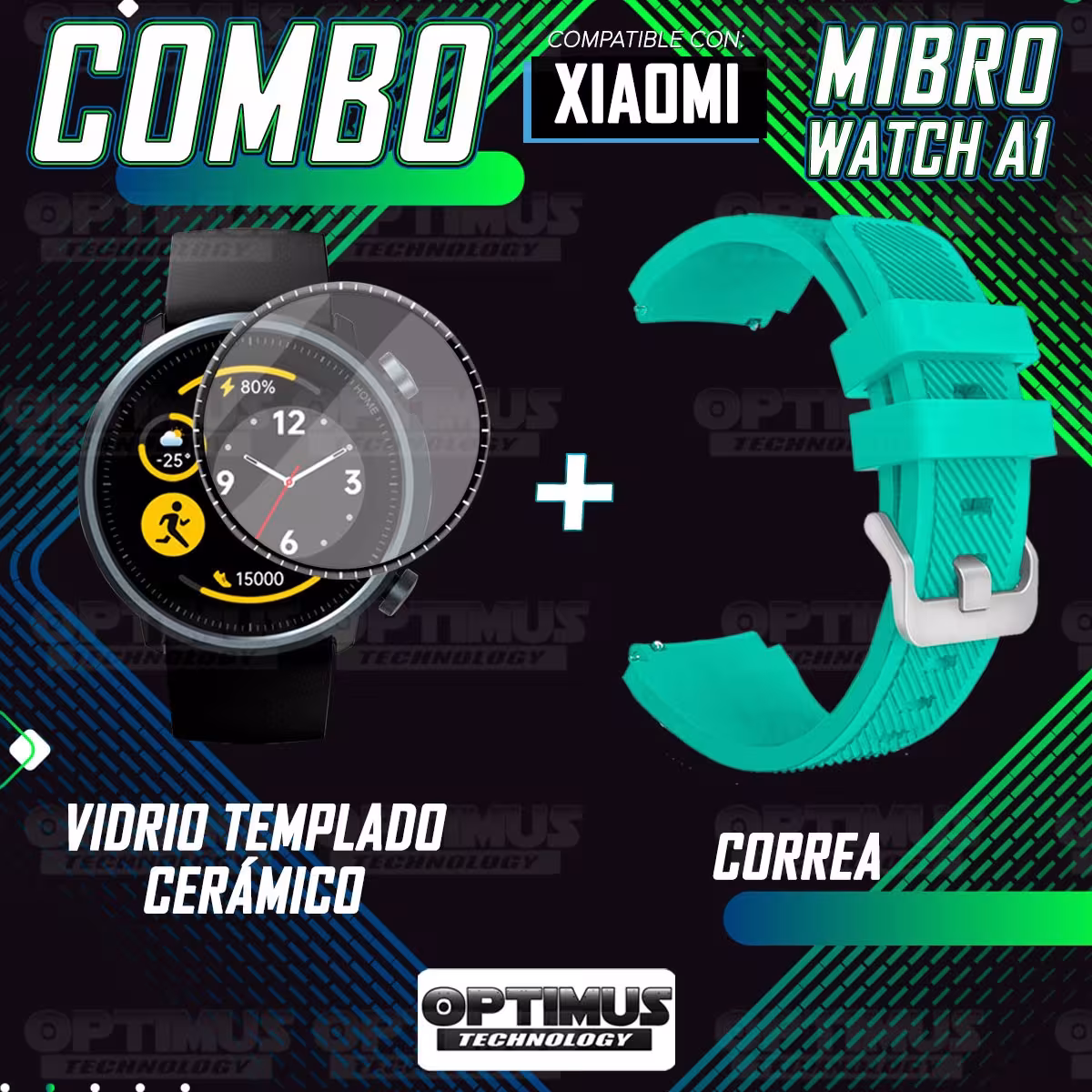 Kit Vidrio Templado Nanoglass Y Pulso Correa Smartwatch Reloj Inteligente Xiaomi Mibro Watch A1