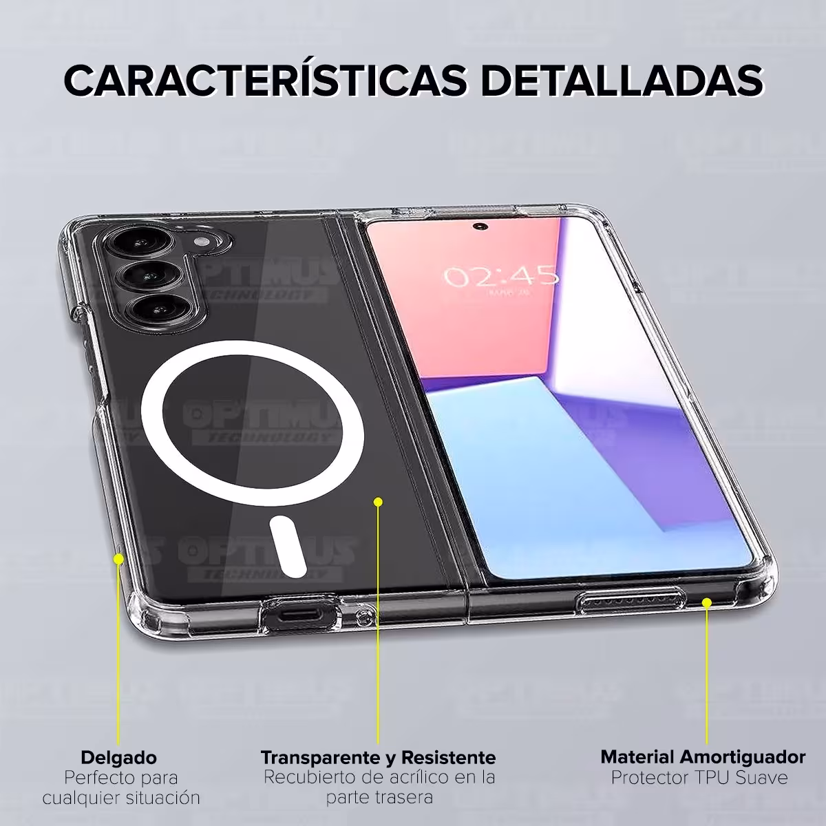 Estuche Case Forro Carcasa Protectora Delgada Anticaída para Celular Smartphone Samsung Galaxy Z Fold 5 5G 2023 7.6 Pulgadas