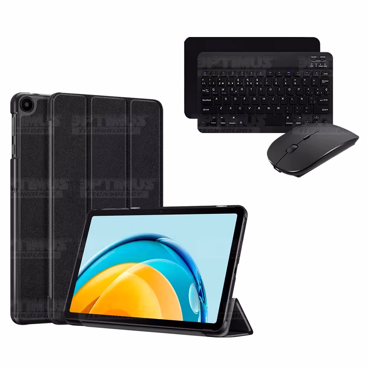 Kit Case Forro Protector + Teclado y Mouse Ratón Bluetooth para Tablet Huawei Matepad SE 10.4 Pulgadas 2023 AGS5-L09 / AGS5-W09