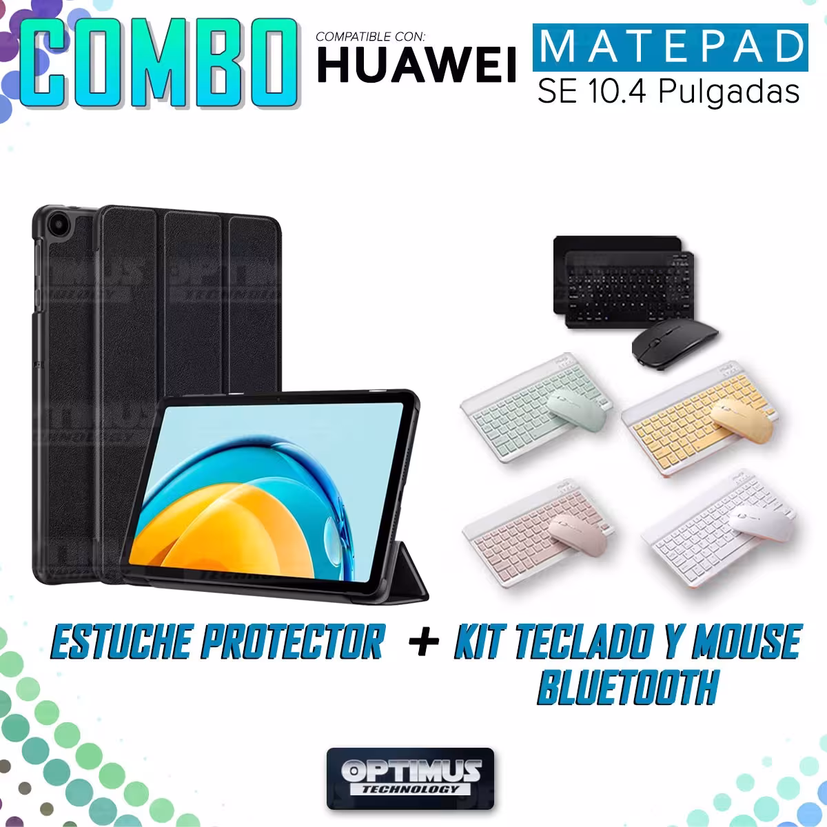 Kit Case Forro Protector + Teclado y Mouse Ratón Bluetooth para Tablet Huawei Matepad SE 10.4 Pulgadas 2023 AGS5-L09 / AGS5-W09