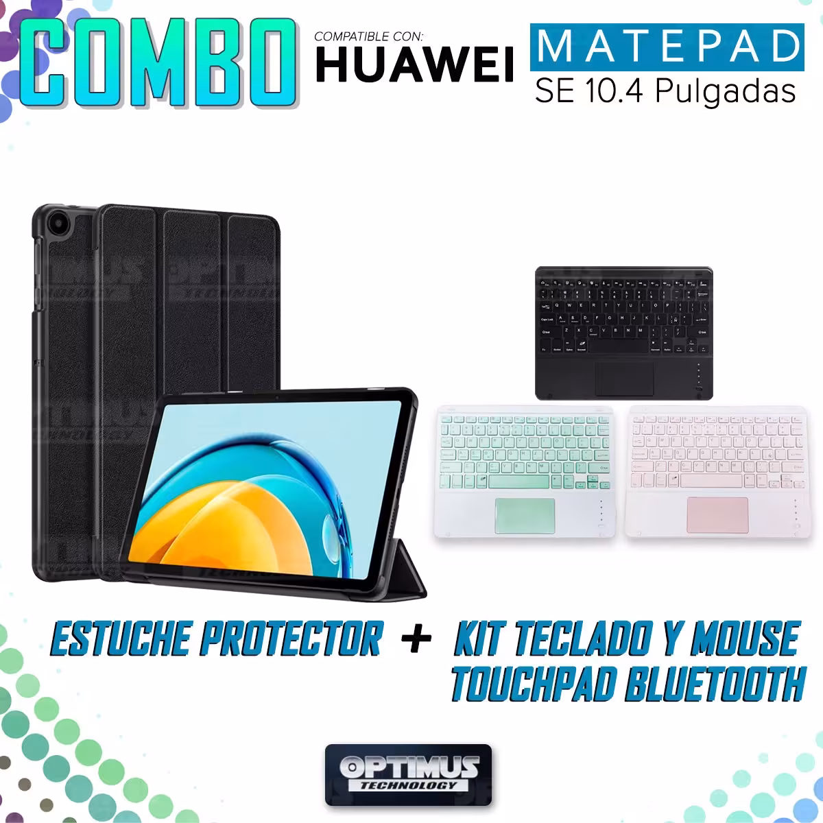 Kit Case Folio Protector + Teclado Mouse Touchpad Bluetooth para Tablet Huawei Matepad SE 10.4 Pulgadas 2023 AGS5-L09 / AGS5-W09