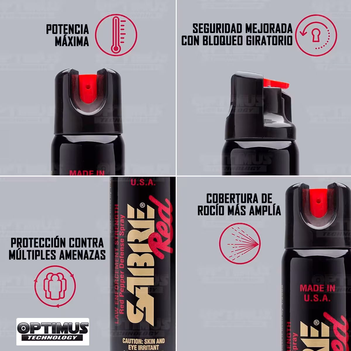 Seguridad Spray Aerosol Gas Pimienta, Portátil Lacrimógeno Defensa Personal Sabre RED Profesional Magnum 92gr Protección Grande