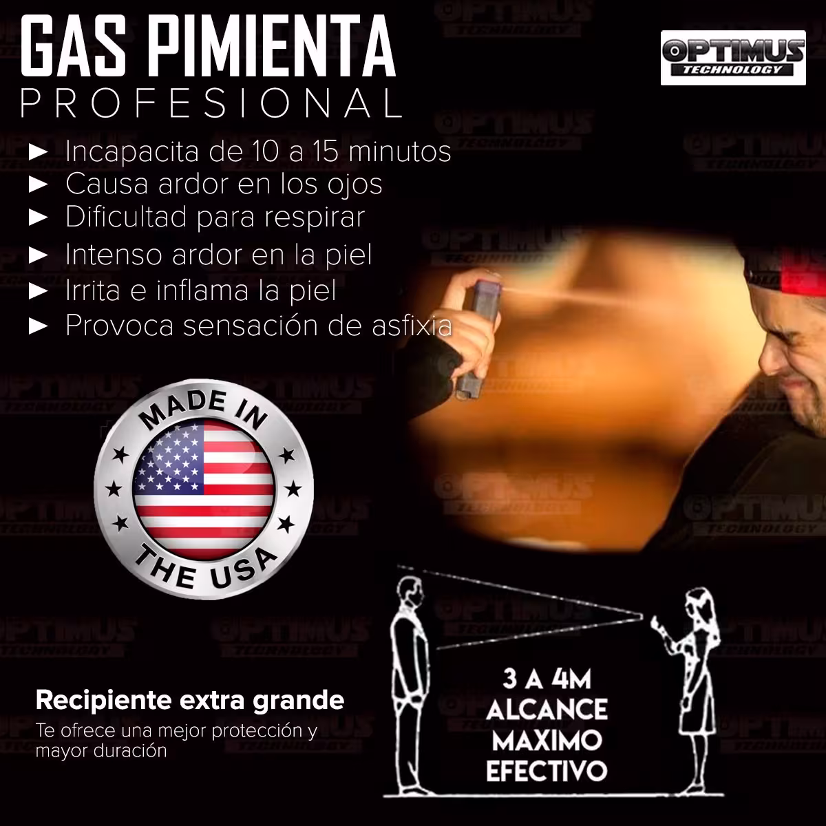 Seguridad Spray Aerosol Gas Pimienta, Portátil Lacrimógeno Defensa Personal Sabre RED Profesional Magnum 92gr Protección Grande