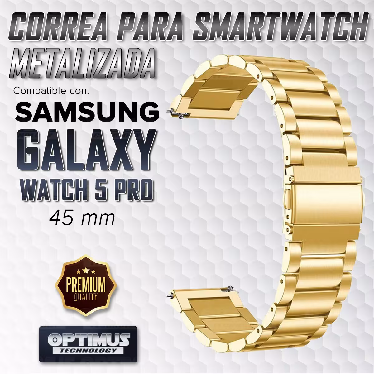 Kit Vidrio templado cerámico Y Correa De Metal Acero Inoxidable Smartwatch Reloj Inteligente Samsung Galaxy Watch 5 Pro 45mm