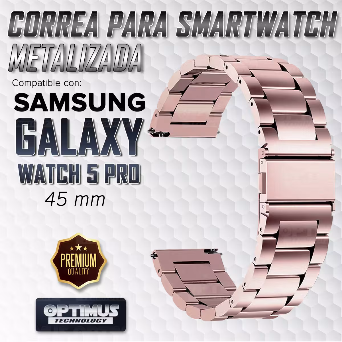 Kit Vidrio templado cerámico Y Correa De Metal Acero Inoxidable Smartwatch Reloj Inteligente Samsung Galaxy Watch 5 Pro 45mm