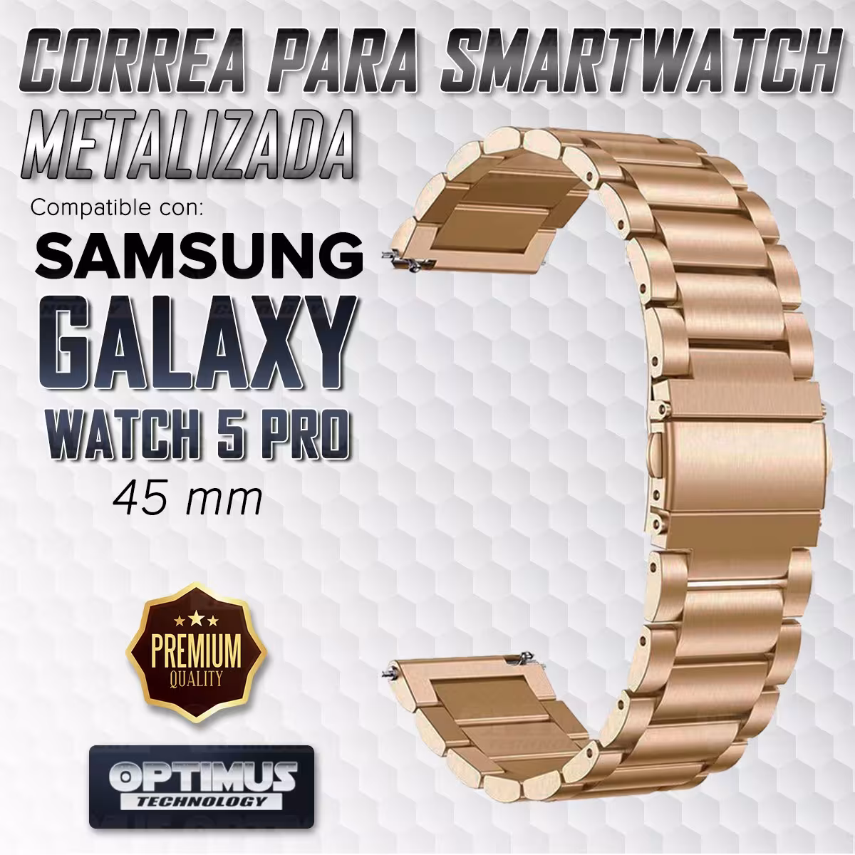 Kit Vidrio templado cerámico Y Correa De Metal Acero Inoxidable Smartwatch Reloj Inteligente Samsung Galaxy Watch 5 Pro 45mm