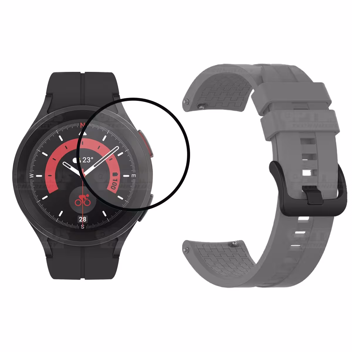 Kit Vidrio templado cerámico Y Correa Banda de Silicona para Smartwatch Reloj Inteligente Samsung Galaxy Watch 5 Pro 45mm