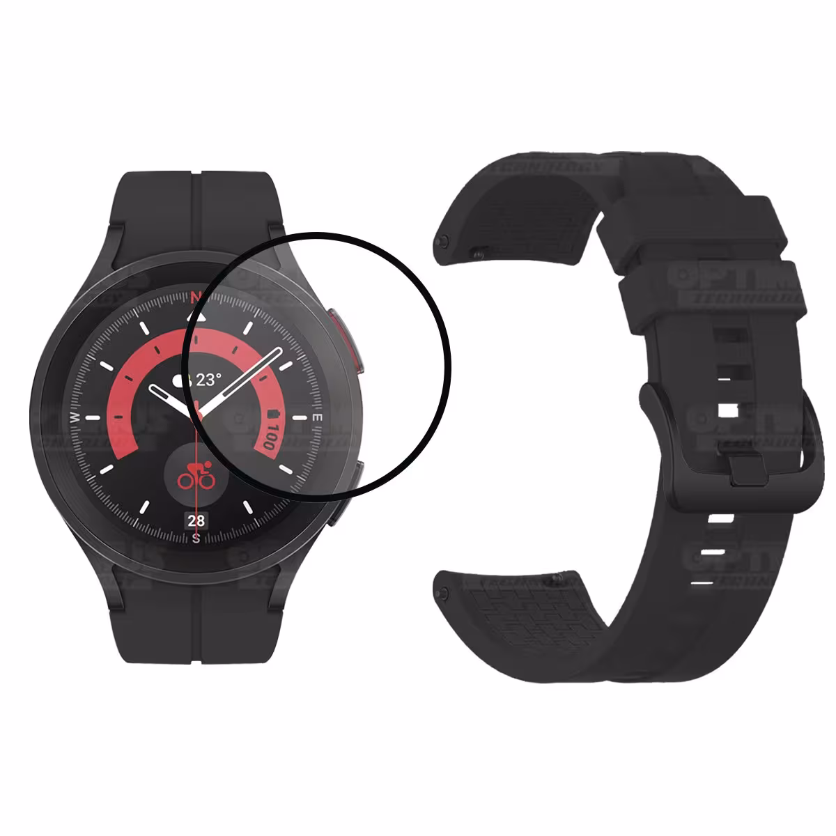 Kit Vidrio templado cerámico Y Correa Banda de Silicona para Smartwatch Reloj Inteligente Samsung Galaxy Watch 5 Pro 45mm