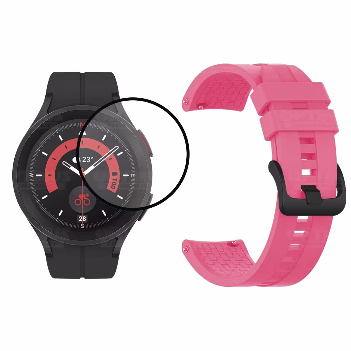 Kit Vidrio templado cerámico Y Correa Banda de Silicona para Smartwatch Reloj Inteligente Samsung Galaxy Watch 5 Pro 45mm