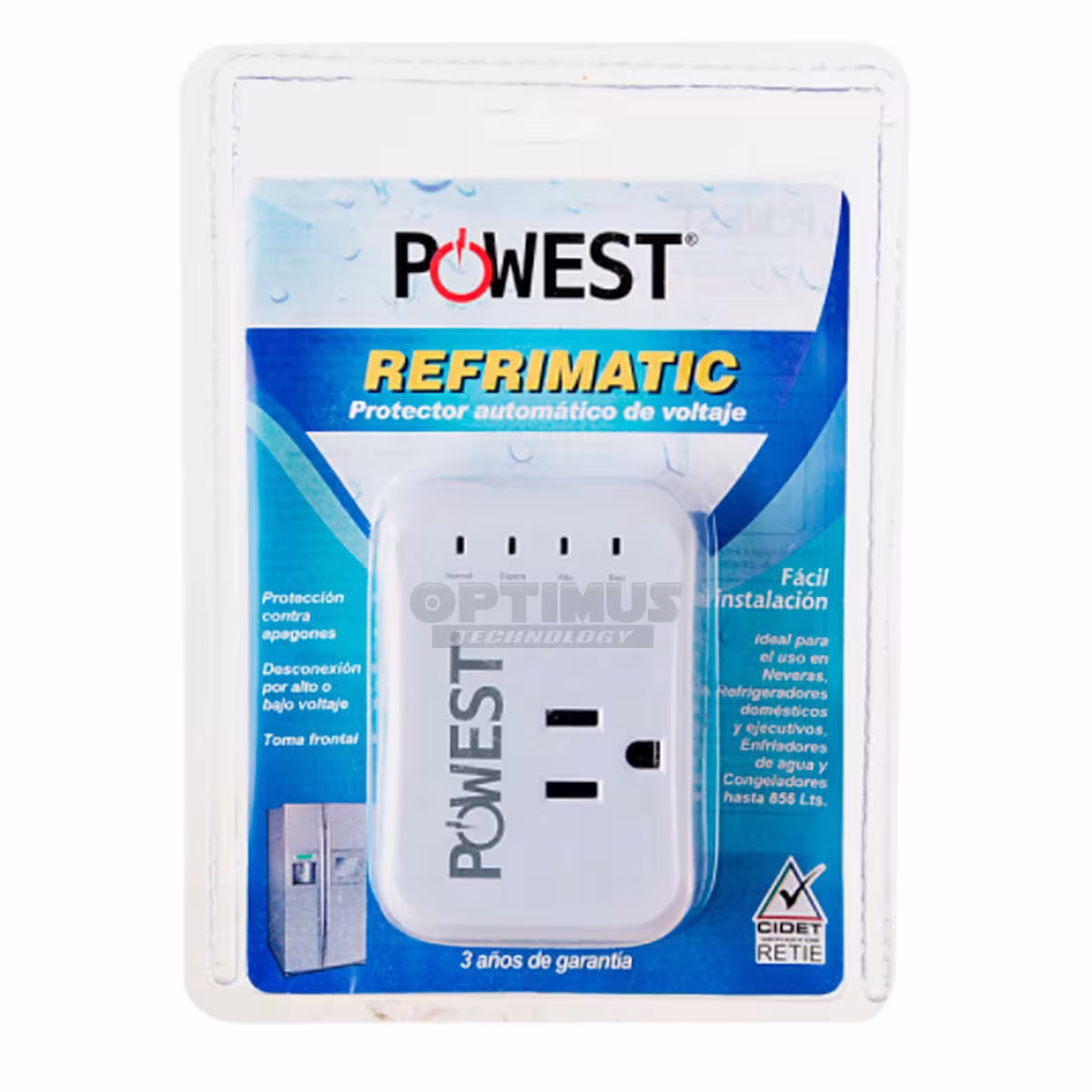 Protector regulador de voltaje automático Powest Refrimatic 120V - 10A Protección contra apagones para neveras refrigeradores