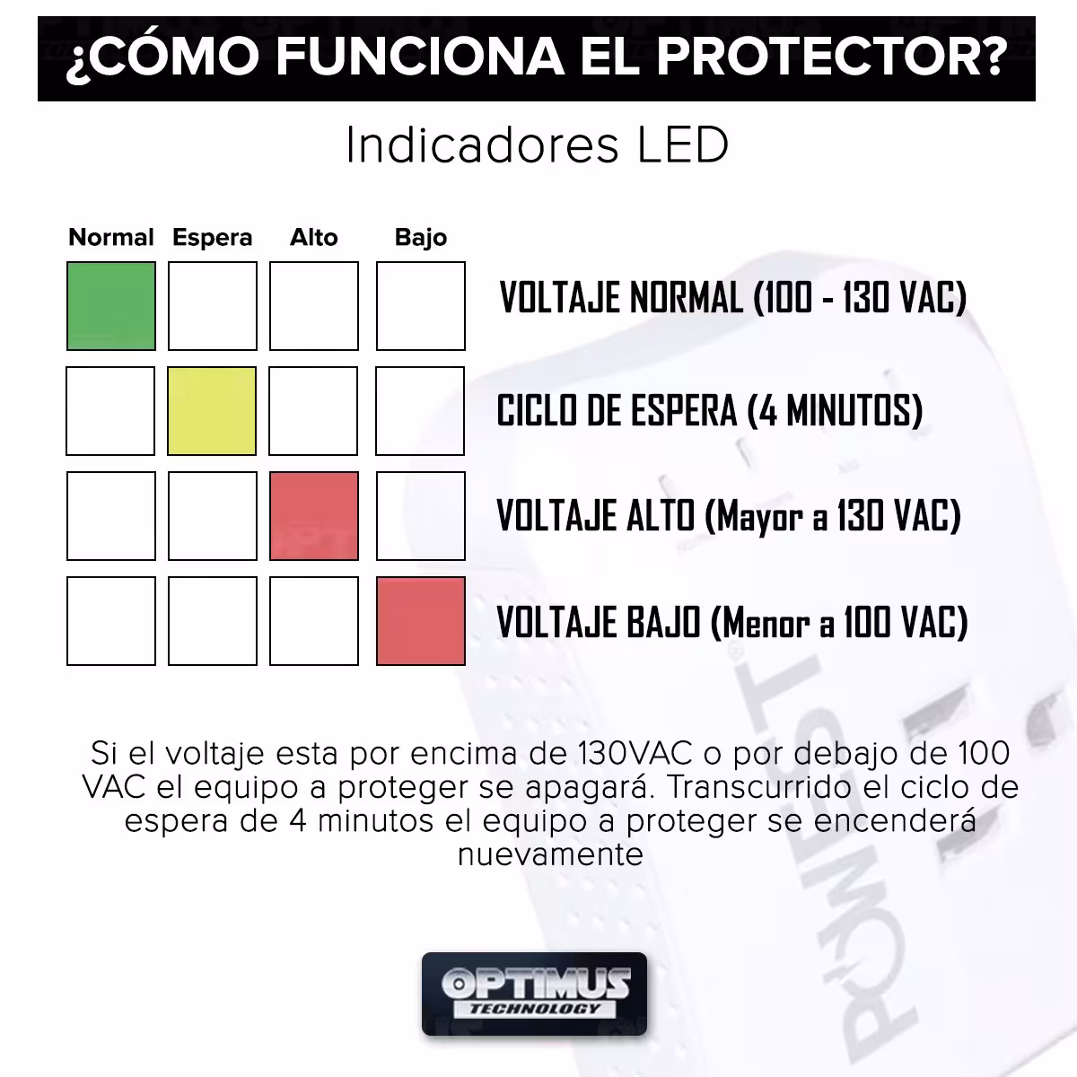 Protector regulador de voltaje automático Powest Refrimatic 120V - 10A Protección contra apagones para neveras refrigeradores