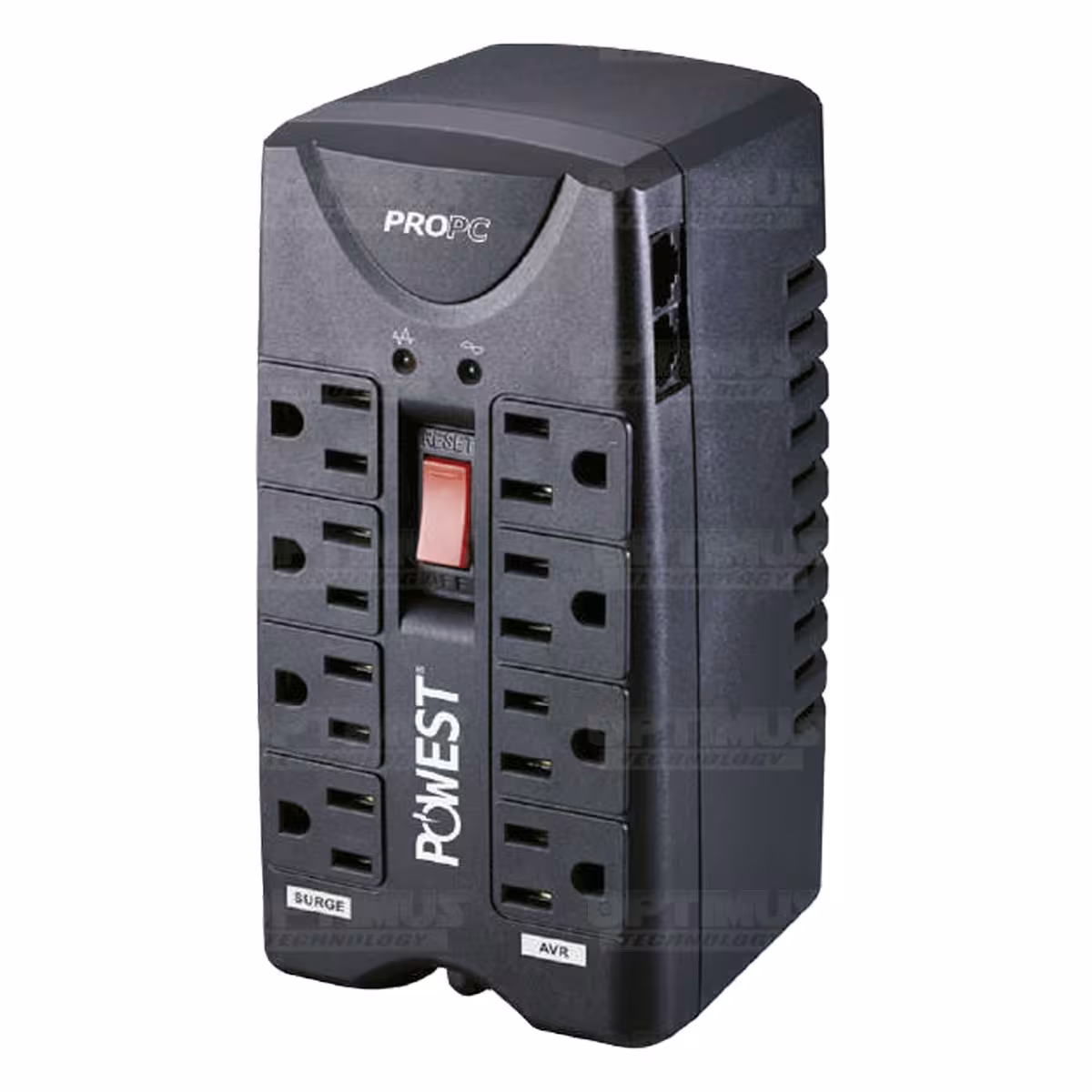 Regulador de voltaje Multitoma Powest PROPC 1000 VA 8 Salidas protección cortocircuito sobrecarga con Switch Supresor de picos